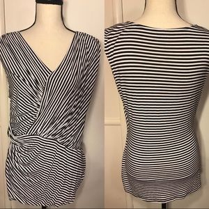 APT 9 Women Top Blouse Sz XL Black White Stripes